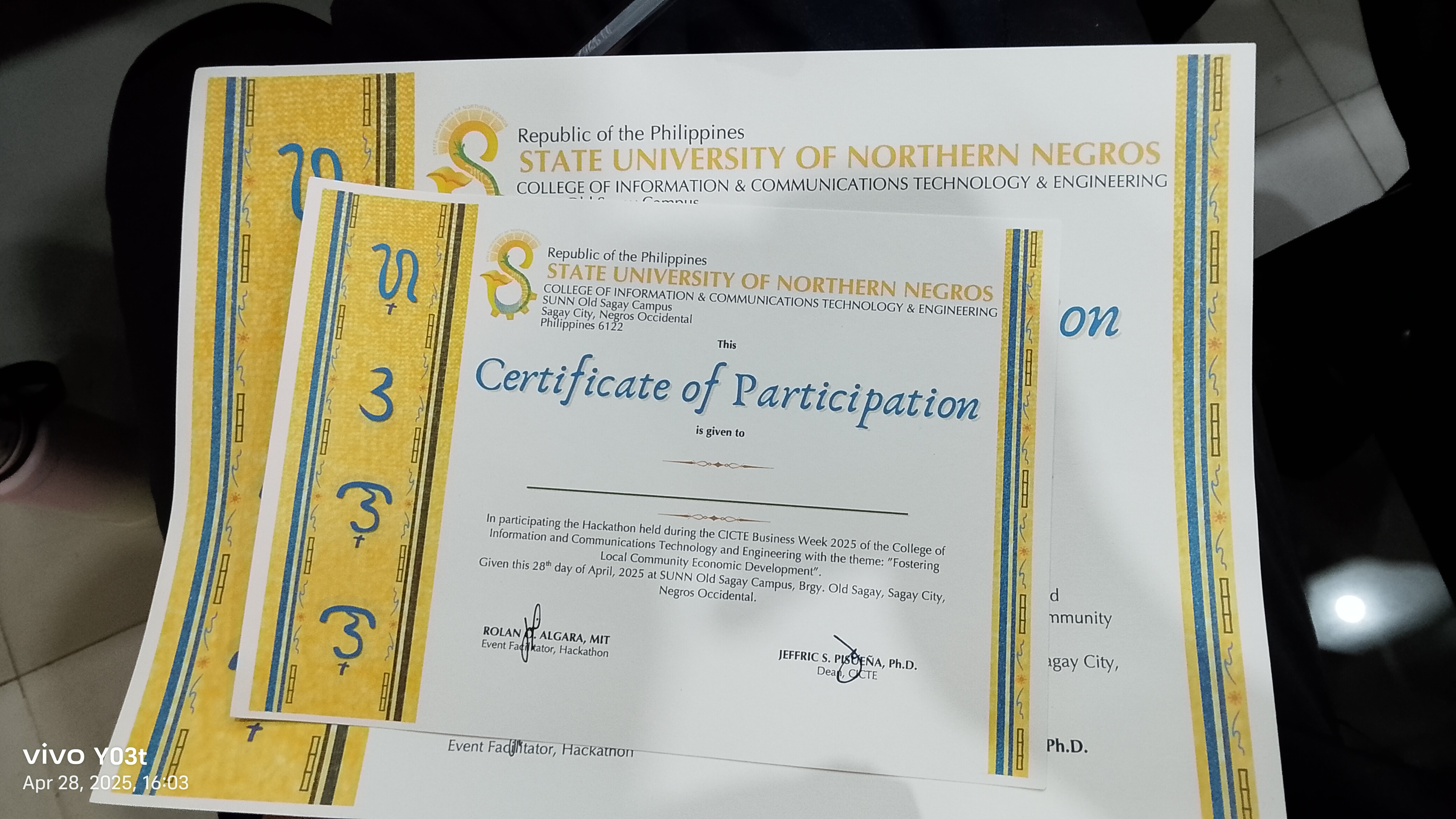 Certificate of Participation in the 2025 Hackathon